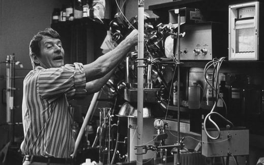 Professor Christian Anfinsen in the lab