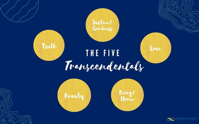 Graph of the 5 transcendentals:truth, love, justice/goodness, beauty, and home/being.