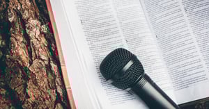 Microphone on a bible