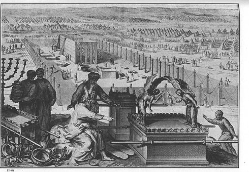  The Erection of the Tabernacle and the Sacred Vessels (illustration from the 1728 Figures de la Bible)
