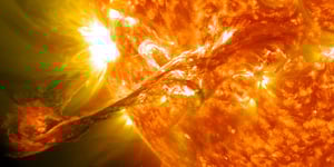  Filament of solar material from Sun erupting into space as a coronal mass ejection (CME) on August 31, 2012