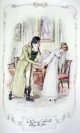 Illustration of lust in "Mansfield Park": “No, no, no!” she cried, hiding her face.