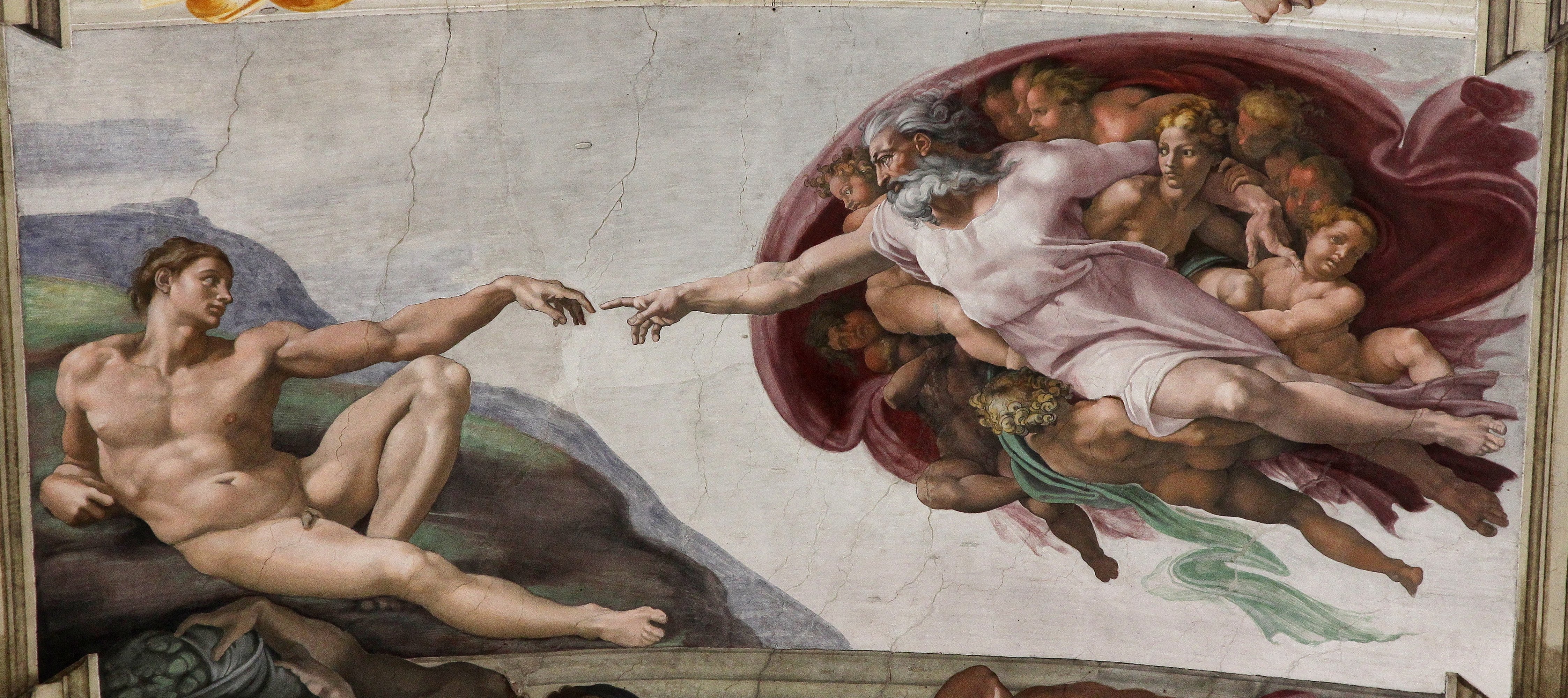 Creation of Adam, fresco painted by Michelangelo (1475-1564), Sistine Chapel Ceiling (1508-1512) Rome, Vatican