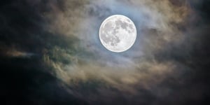 Moonlight breaking through the clouds. 