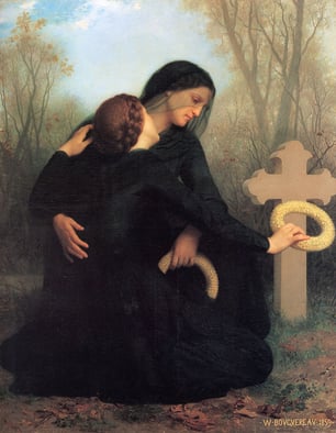 Oil on canvas painting: The Day of the Dead by William-Adolphe Bouguereau.