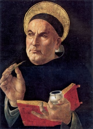 Portrait of Thomas Aquinas by Sandro Botticelli.