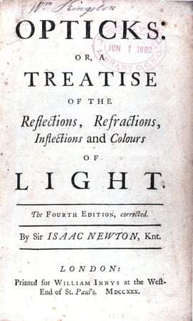 Title page of Optiks by Isaac Newton