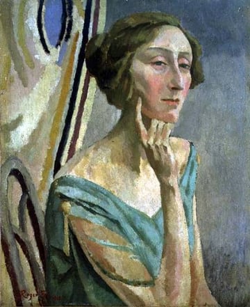 A colorful painting of Catholic Poet Dame Edith Sitwell.