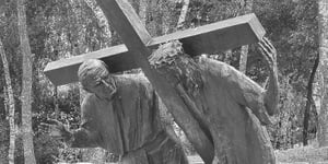 St. John Paul and Jesus carrying the cross.