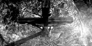 Bird's eye view of Christ on the Cross.