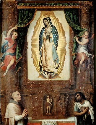 Altarpiece of the Virgin of Guadalupe with Saint John the Baptist, Fray Juan de Zumárraga and Juan Diego