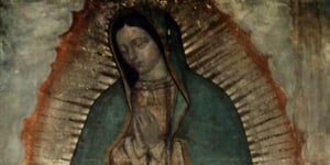 A close up look at Juan Diego's Tilma.