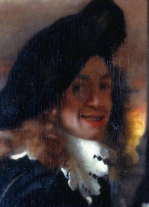 The only supposed portrait of Jan Vermeer in The Procuress.