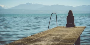 Admiring the lake from a pier.