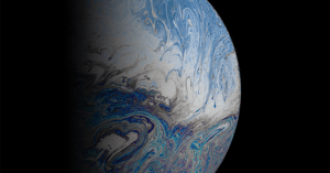 planet with a swirling atmosphere of gas