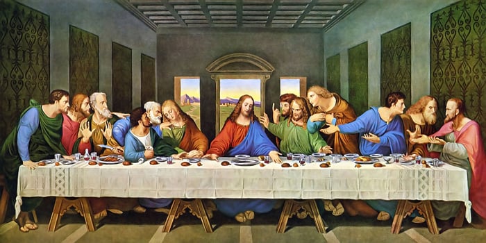 Jesus instituting the Eucharist at the Last Supper