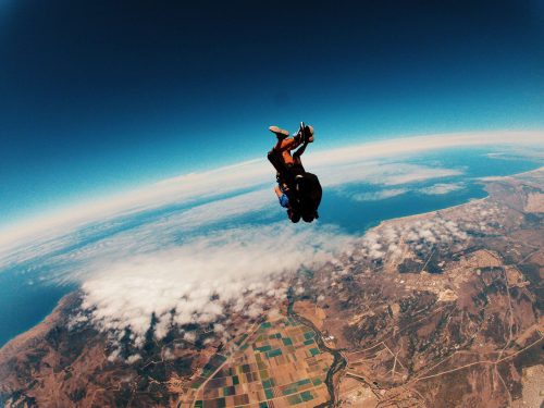 high altitude skydiving man