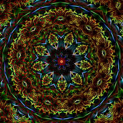 A digital depiction of a 7 Kaleidoscope.