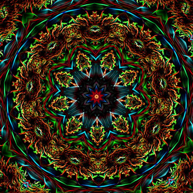 A digital depiction of a 7 Kaleidoscope.
